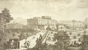 Villa Palmieri, Fiesole, z „Widoki na wille i inne miejsca w Toskanii”, grawerowane przez Gioseffo Filosi (fl.1732-44), wydane ok. 1847-57